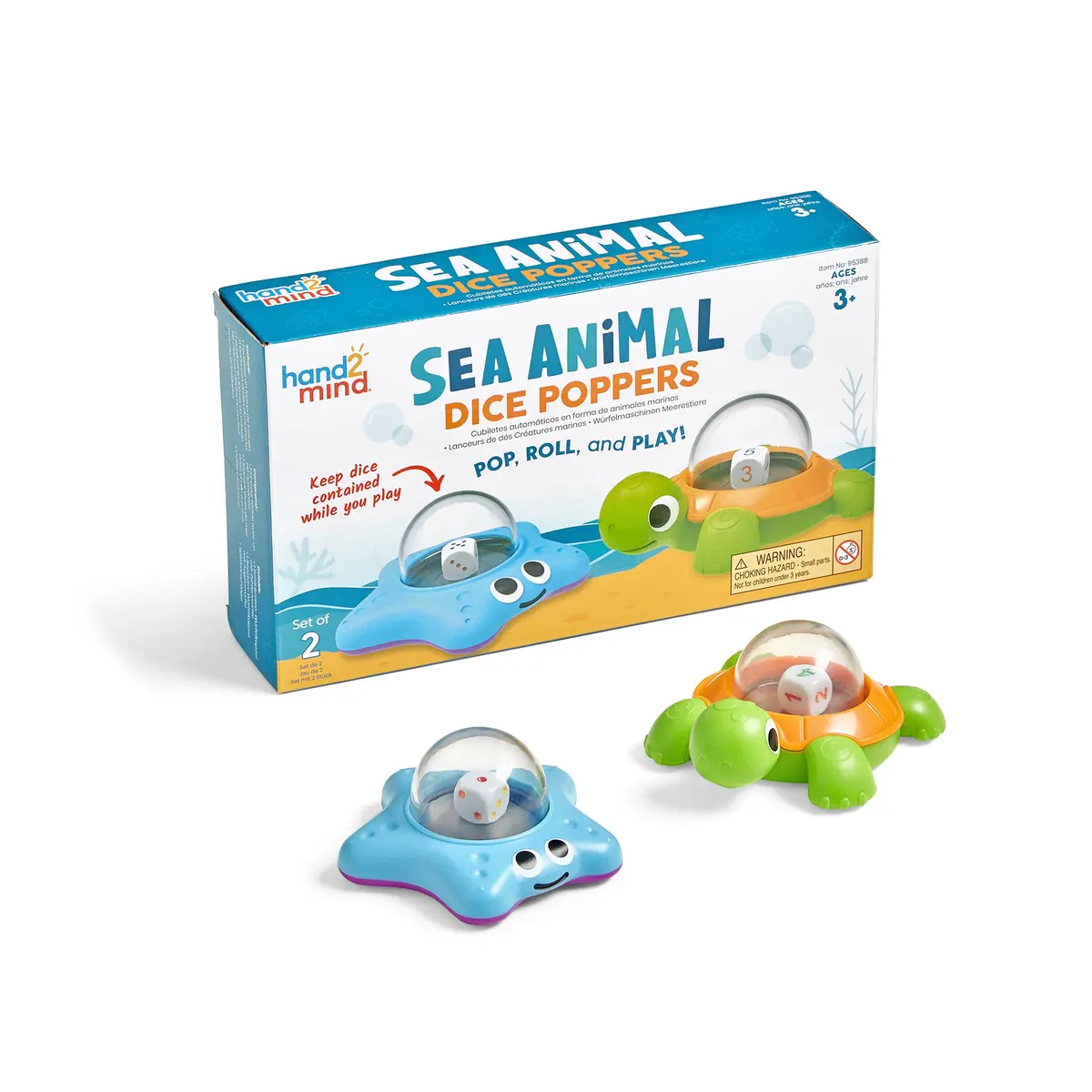 Hand2mind Sea Animal Dice Poppers, Turtle & Starfish - Educational Counting Toy 1