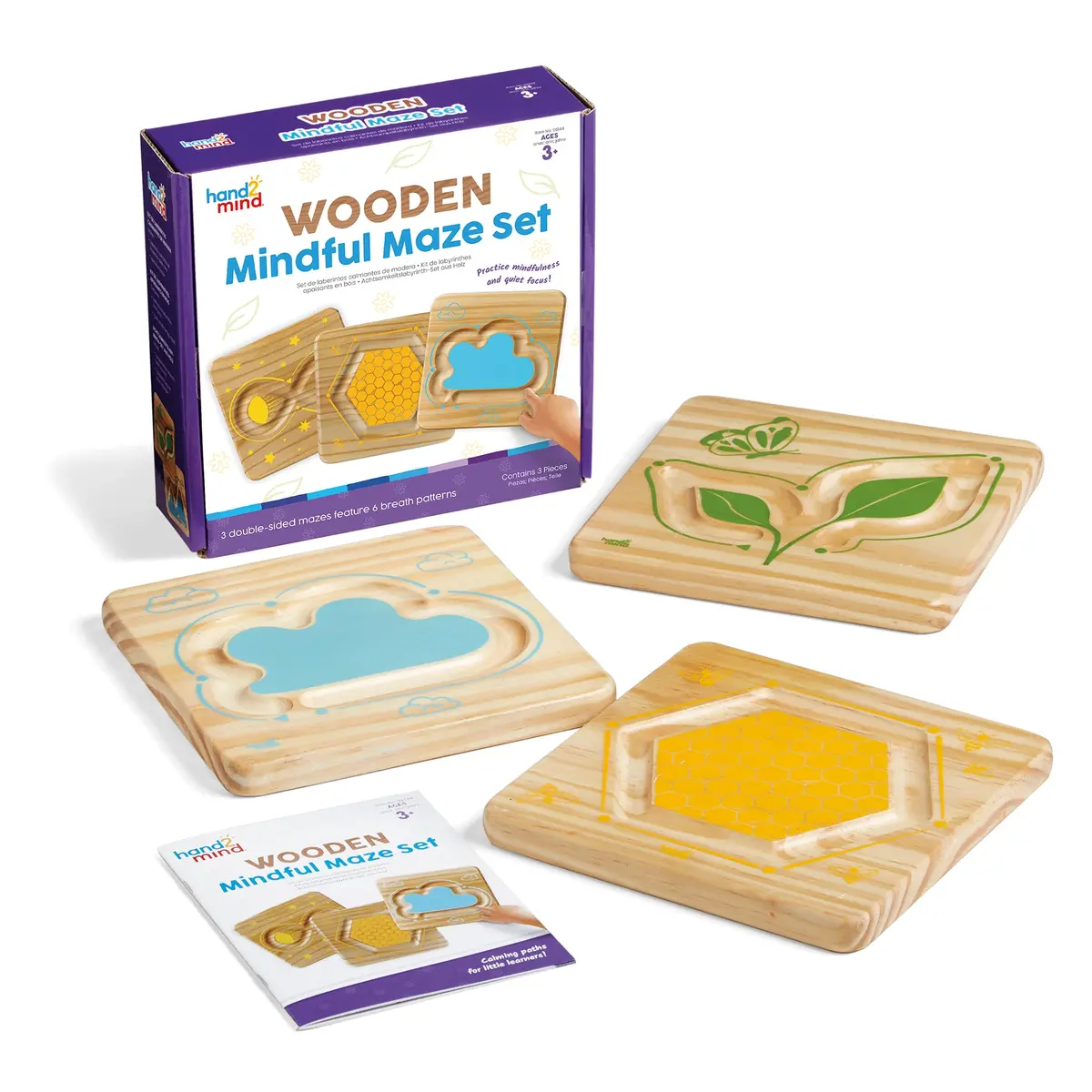Hand2mind Mindful Maze Naturals Set - Wooden Breathing Boards For Kids 1