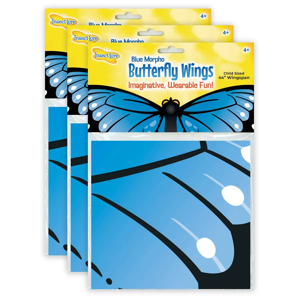 Insect Lore Morpho Butterfly Dress-Up Wings, Blue, 3-Pack 1