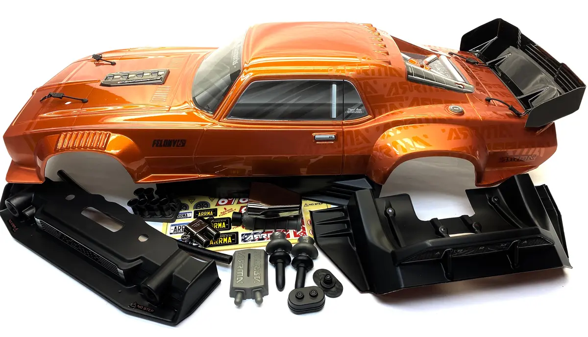 Arrma Felony 6S - Body Shell (Orange Resto-Mod Muscle Street Bash Ara7617v2 1