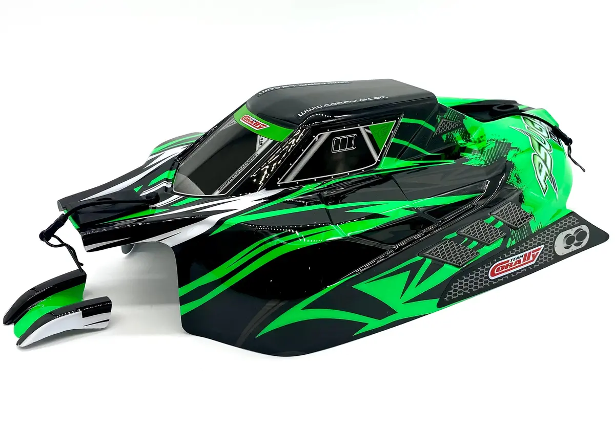 Team Corally Asuga Xlr - Body Shell (Green Polycarbonate Cover & Body Pins C-00288 1
