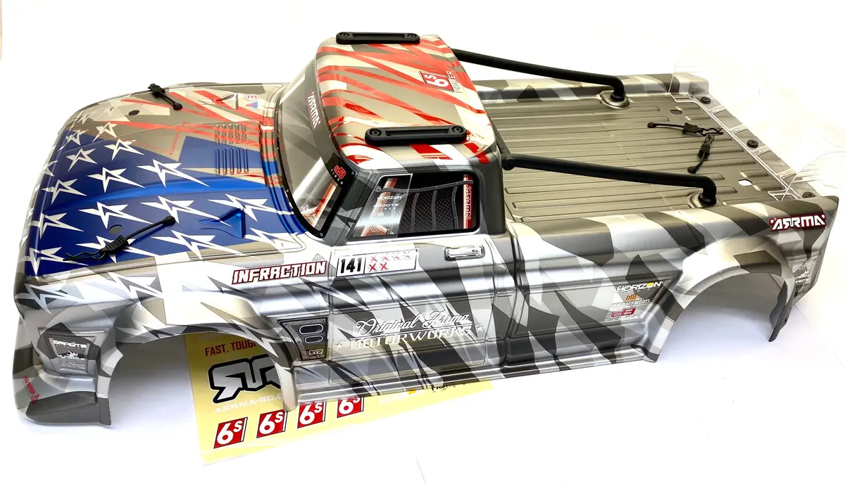 Arrma Infraction 6S - Body Shell (Silver Painted Roll Cage Street Bash Ara7615v2 1