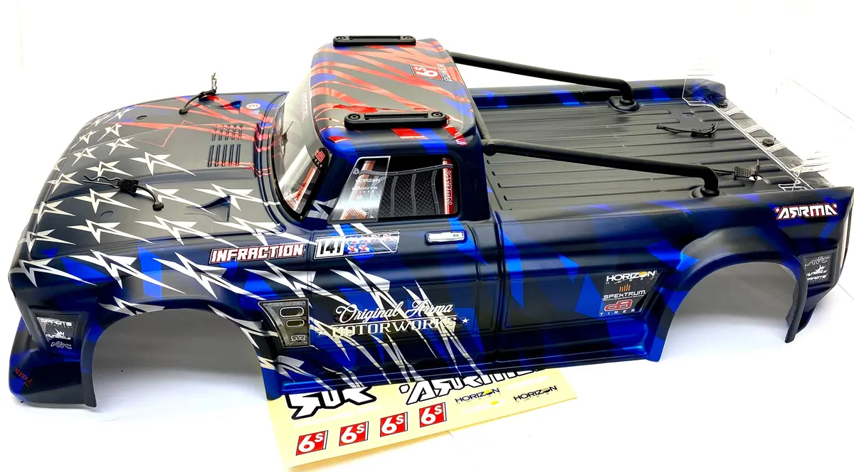 Arrma Infraction 6S - Body Shell (Blue Painted, Roll Cage Street Bash Ara7615v2 1