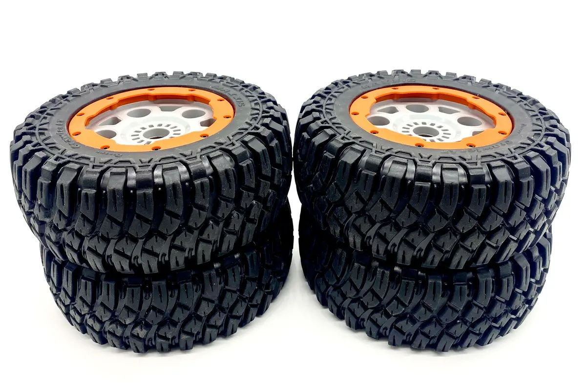 Losi Dbxl-E - Wheels & Tires (Front/Rear Beadlock, 24Mm Hex, Silver/Orange Los05020v2 1