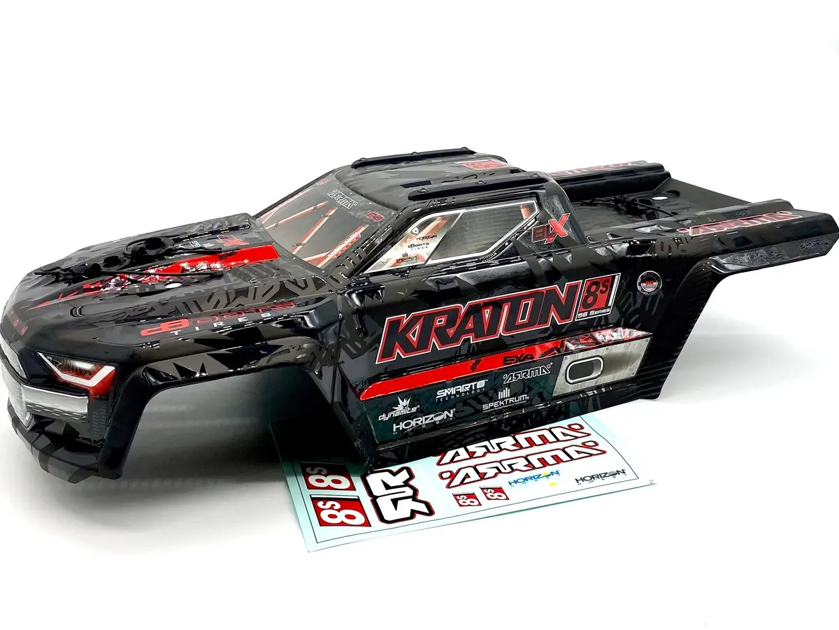 Kraton 8S Exb - Body Shell (V2 Black Polycarbonate Cover & Body Pins Arrma Ara5808v2 1
