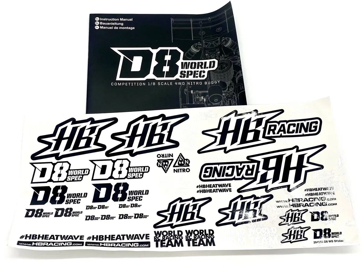 Hb Racing D8 Ws - Instruction Building Manual & Sticker Decal Sheet Nitro 204850 1