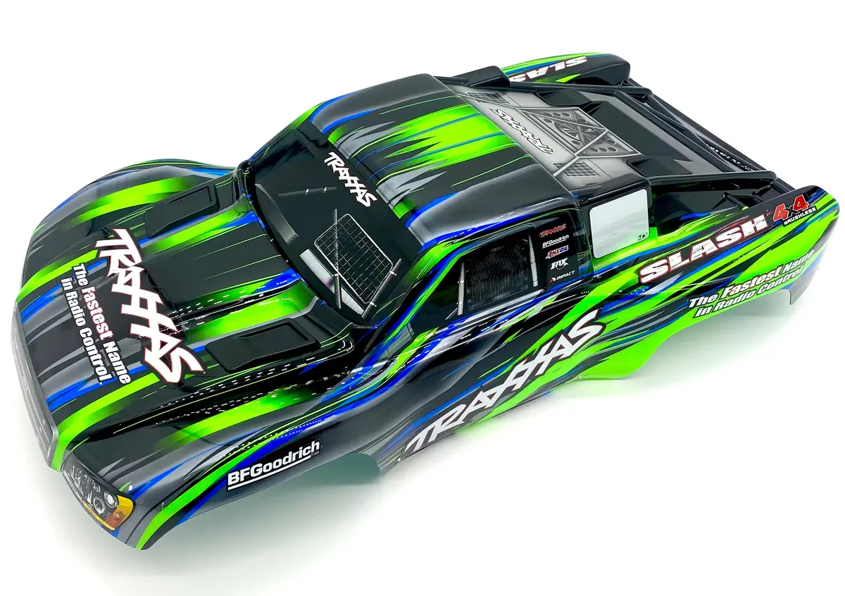 Fits Slash 4X4 Bl-2S - Body Shell (Green #1) 6932-Grn Painted Clipless Traxxas 68154-4 1