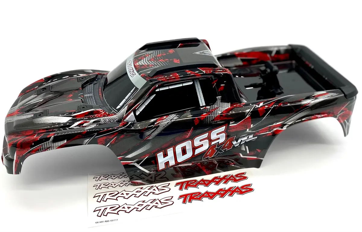 Hoss 4X4 Vxl Body Shell (Red & Black Cover Shell Decals 90076-4 1