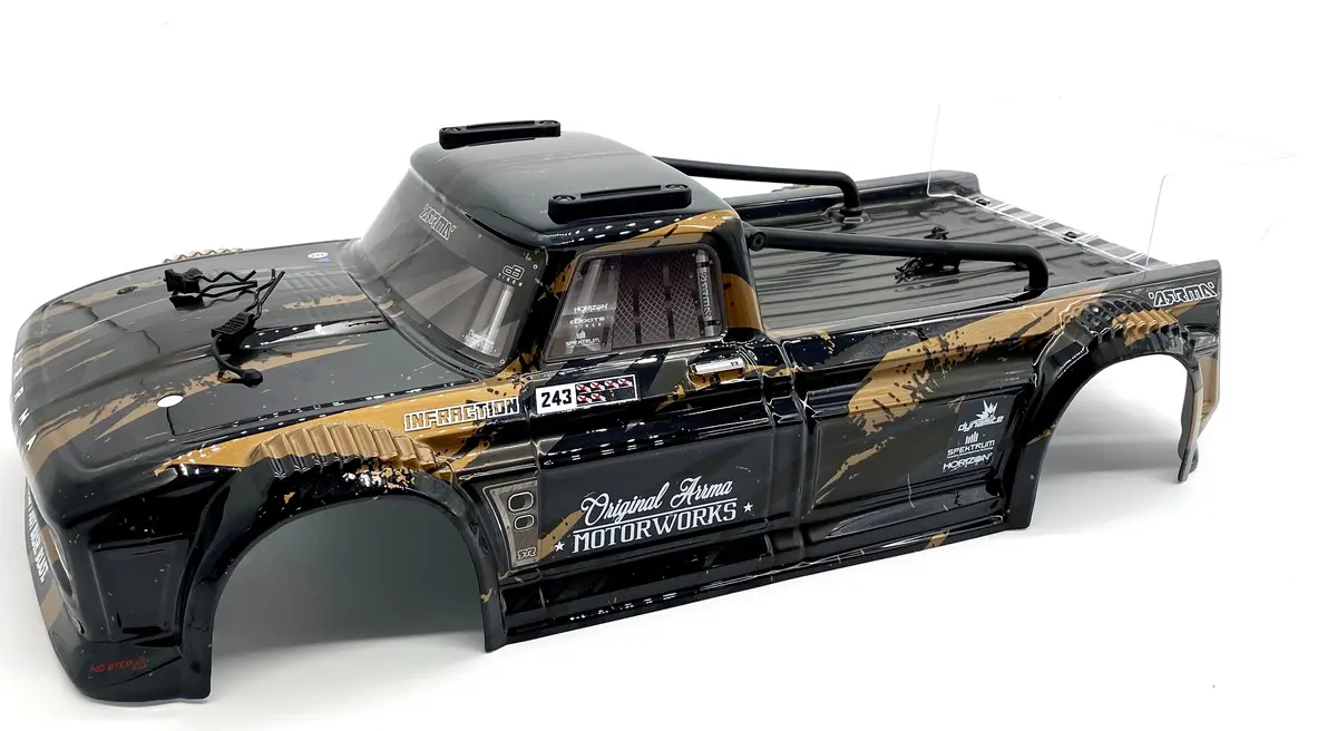 Arrma Infraction 4X4 3S Blx - Body Shell (Black/Gold Painted Decaled Trimmed Ara4315v3 1