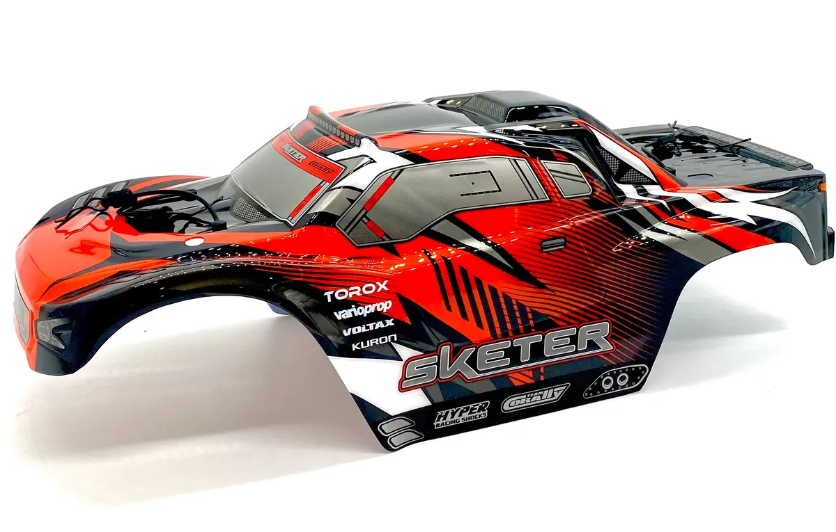 Team Corally Sketer - Body Shell (Red/Black Polycarbonate Cover & Body Pins C-00191 1