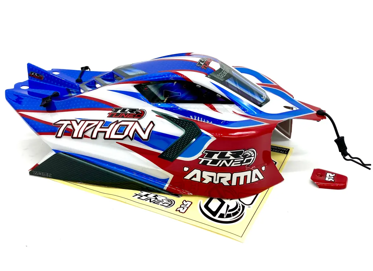 Arrma Typhon Tlr - Body Shell (Red/Blue) Polycarbonate Cover & Body Pins Ara8406 1
