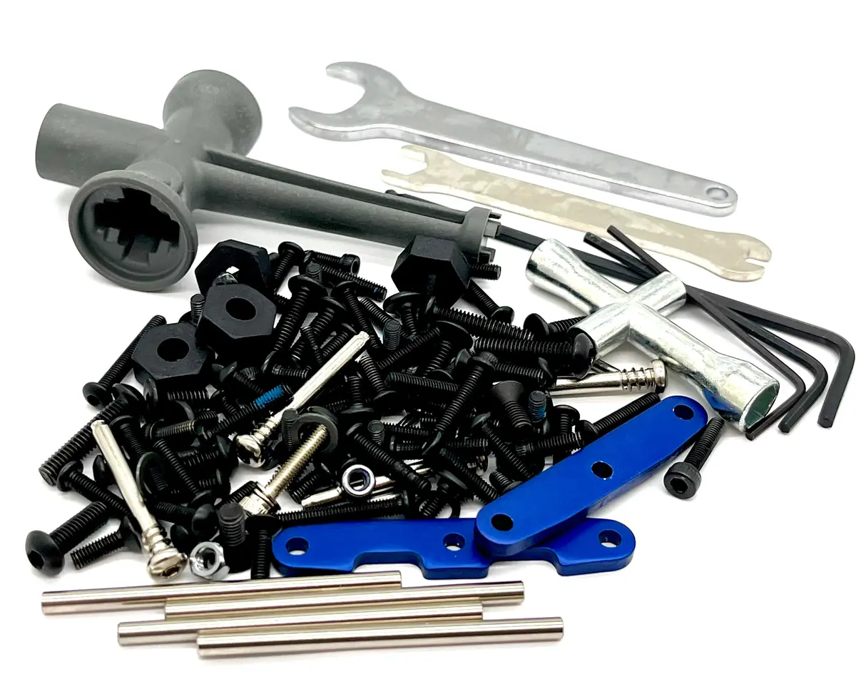 Rustler Ultimate - Screws & Tools Set Blue Wheel Nuts Suspension Pins Traxxas Vxl 67097-4 1