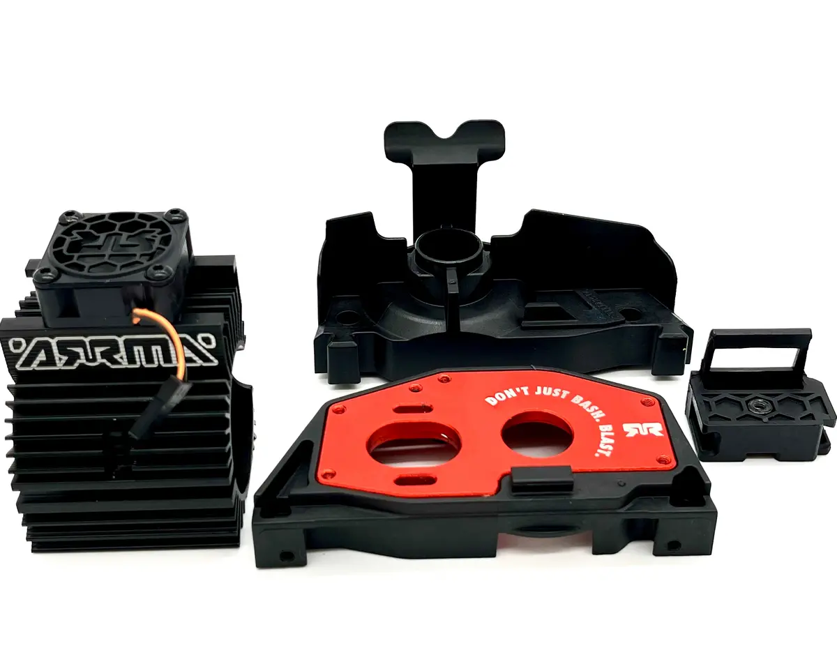 Arrma Kraton 4S 4X4 - Aluminum Motor Mount Set, T3/T4 Heatsink, Fan Ara4408v2 1