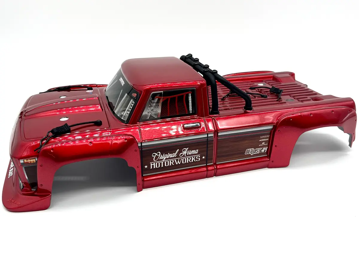 Arrma Outcast 4S 4X4 - Body Shell Red Polycarbonate Cover, Rollbar, Body Pins Ara4410v2 1