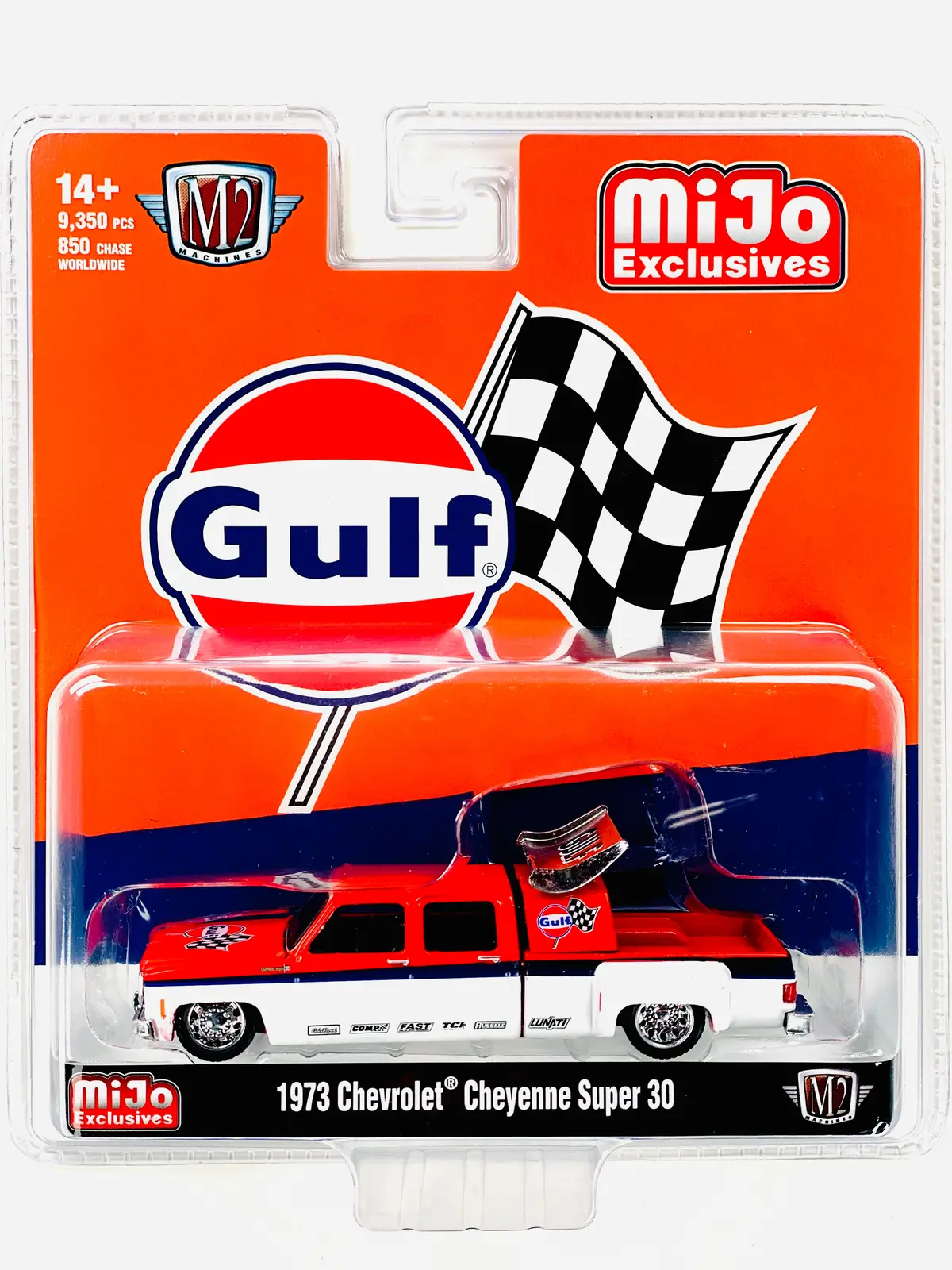 M2 Machines Mijo Exclusive 1973 Chevrolet Cheyenne Super 30 Truck Gulf Racing 1