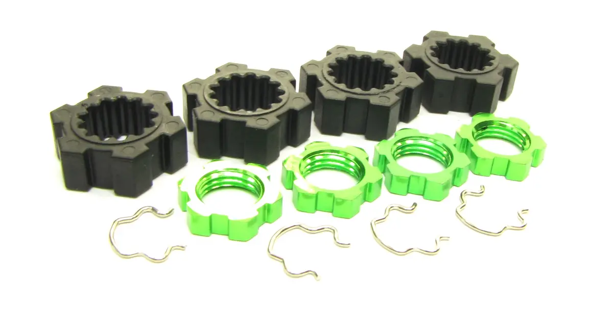 Fits Xrt Wheel Hubs, (Green) 17Mm X-Maxx Serrated Nuts & Hex Clips 78086-4 1