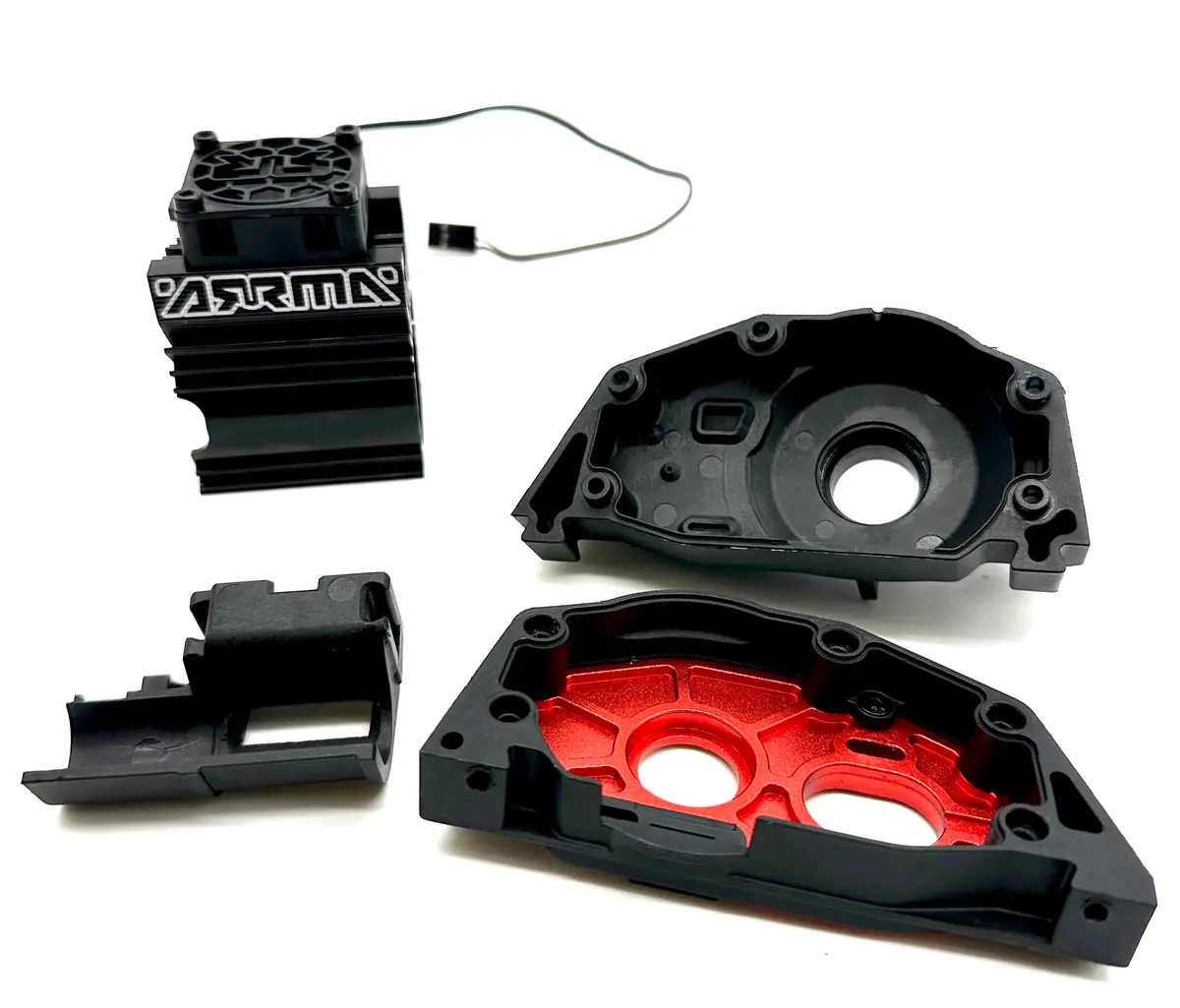 Arrma Typhon 4X4 223S - Aluminum Red Mount Motor Fan (Center Diff Version) Ara4306v4 1