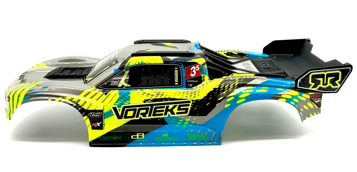 Arrma Vorteks 4X4 223S - Body Shell (Teal Yellow Painted Clipless Ara4305v4 1