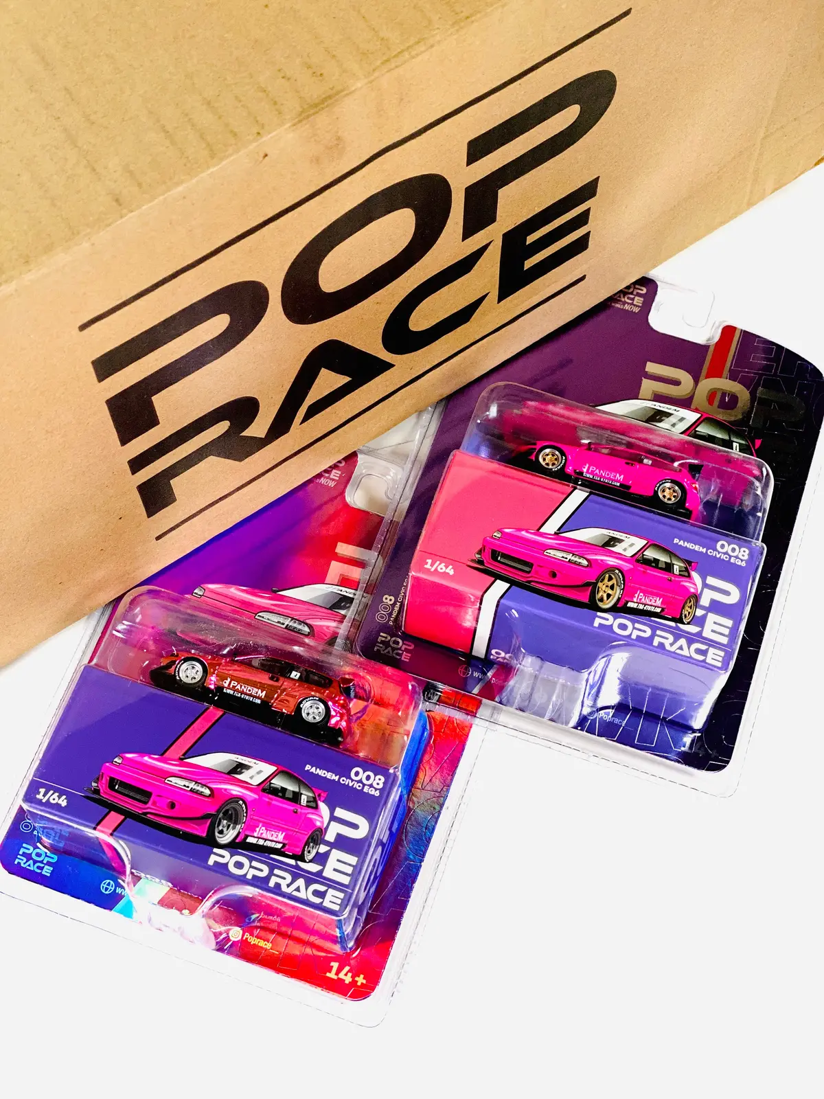 Pop Race Enigma Exclusive Pandem Civic Eg6 Pink #008 (12Ct, One Chase Included) 1