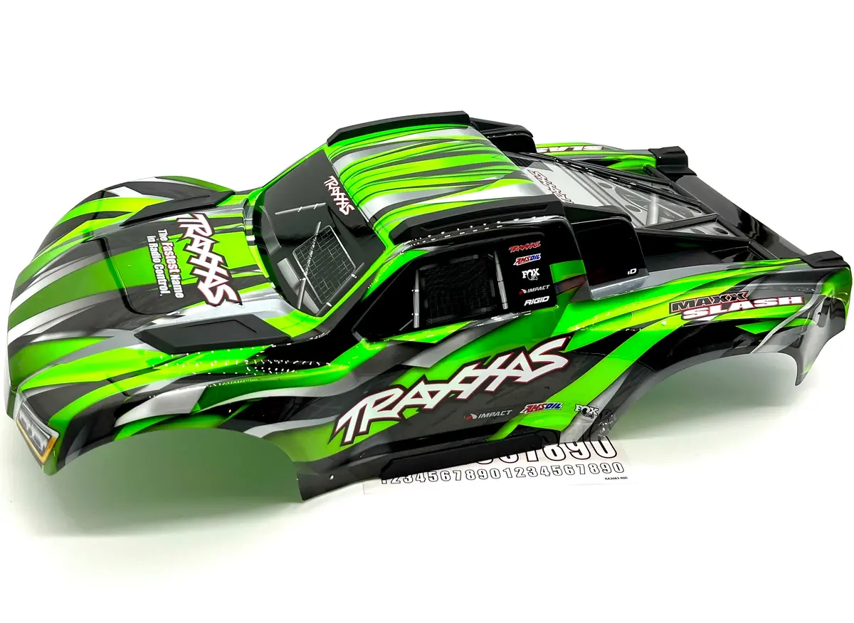 Maxx Slash Body Cover Shell (Green Painted Prographics, Clipless Traxxas 102076-4 1