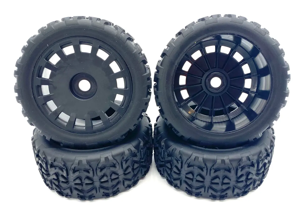 Team Corally Shogun - Tires & Wheels (Truggy Tyres Black Rims 6S Xp C-00177 1