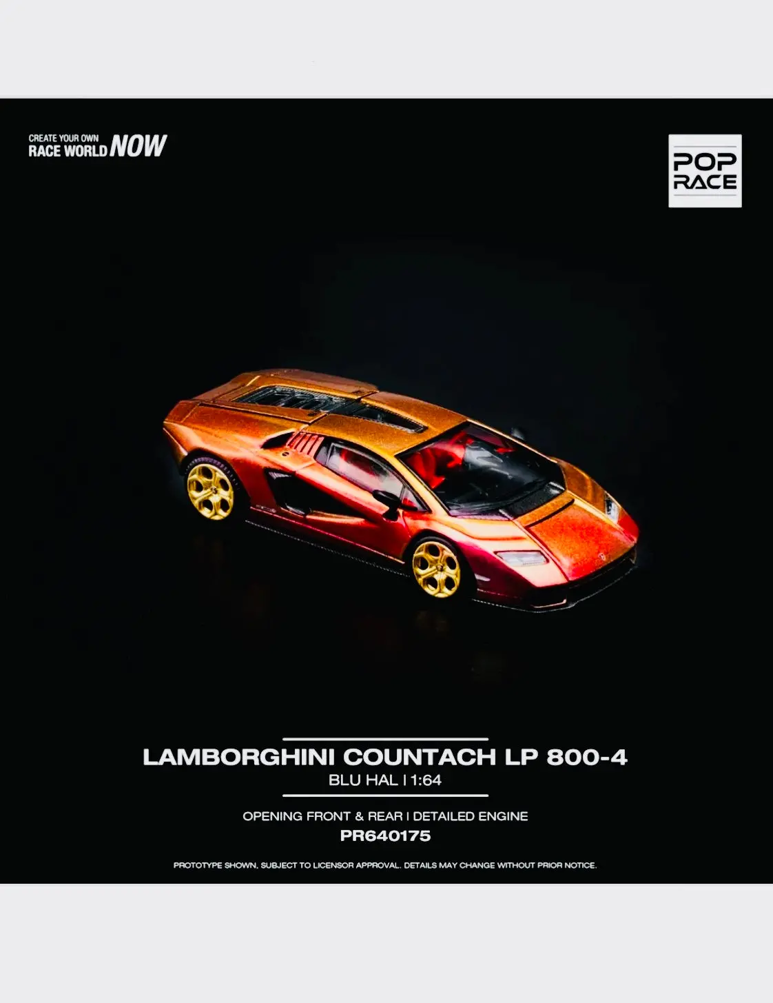 Pop Race Factory Sealed Lamborghini Countach Lp 800-4 Blu Hal #175 1