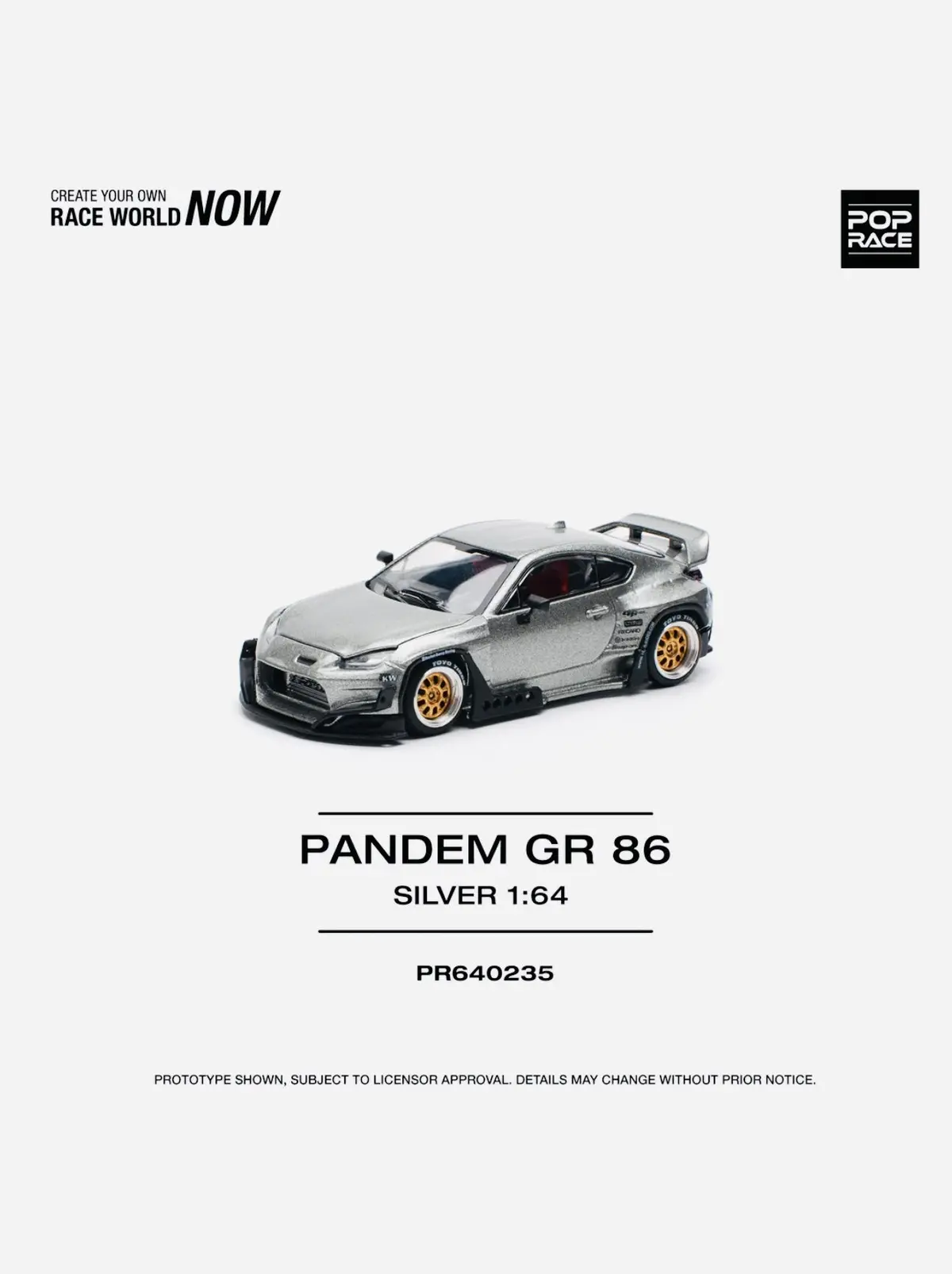 Pop Race Factory Sealed Toyota Pandem Gr86 Silver #235 1
