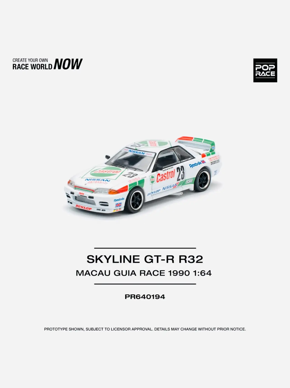 Pop Race Factory Sealed Secret Nissan Skyline Gt-R R32 Macau Guia Race 1990 Winner White #194 1