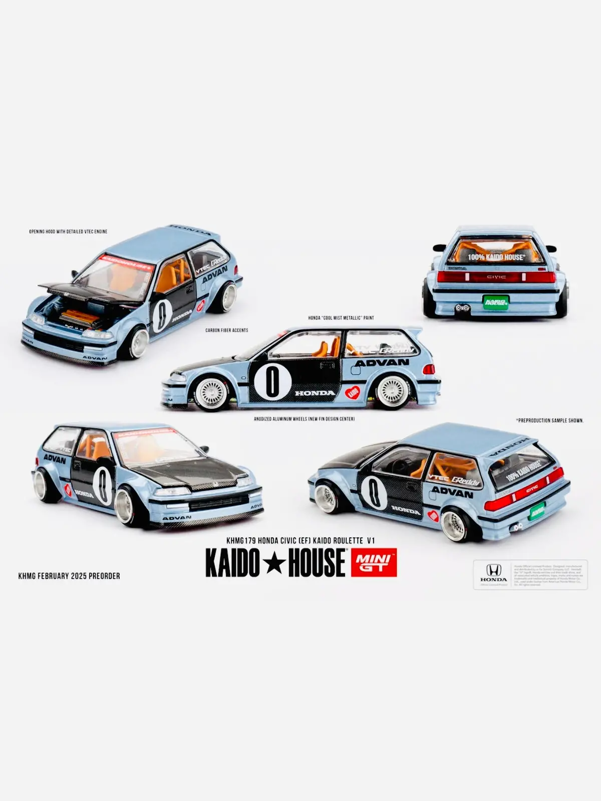 Mini Gt X Kaido House Collab Factory Sealed Honda Civic (Ef) Kaido Roulette V1 #179 1