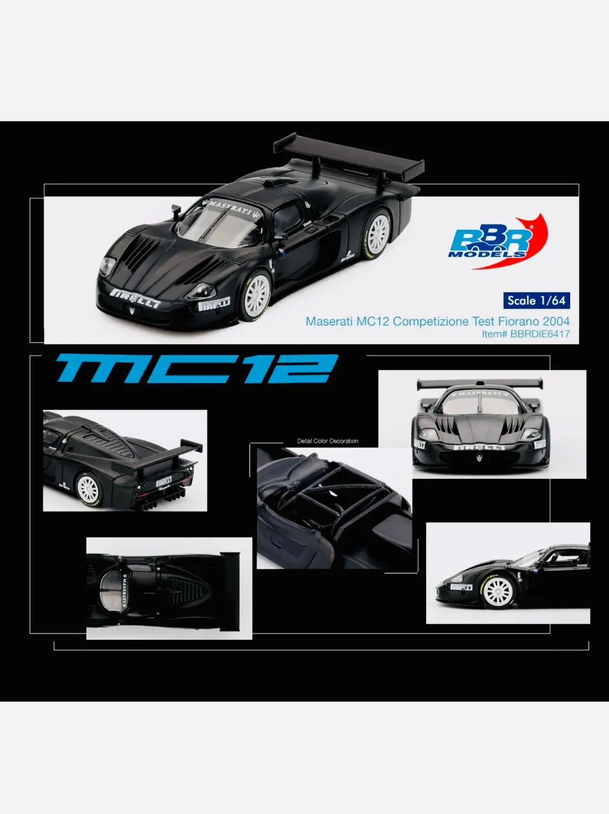 Bbr Models Maserati Mc12 Competizione Test Fiorano 200 Matte Black 1