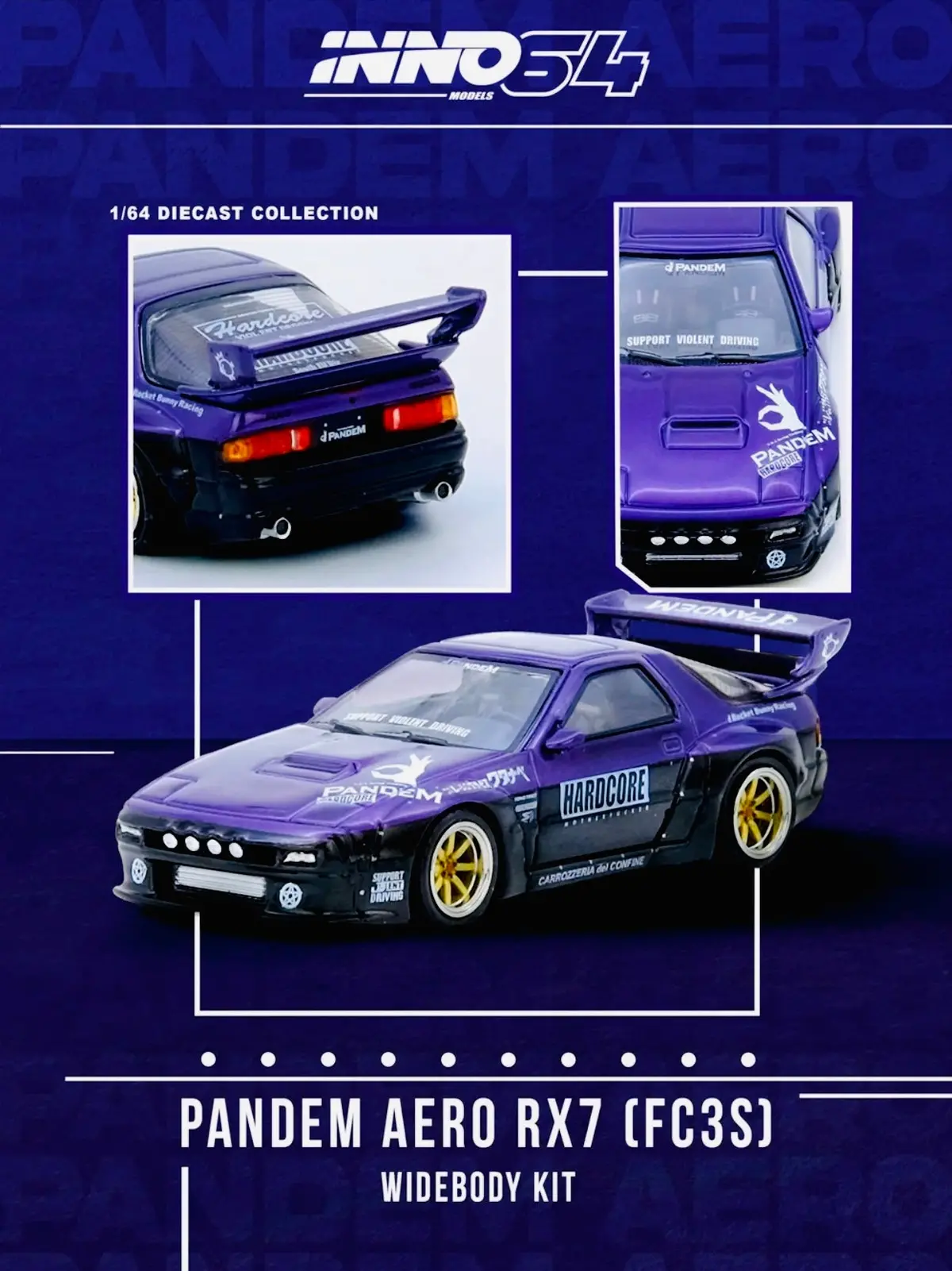 Inno64 Factory Sealed Mazda Rx7 (Fc3s) "Pandem Rocket Bunny" Purple 1