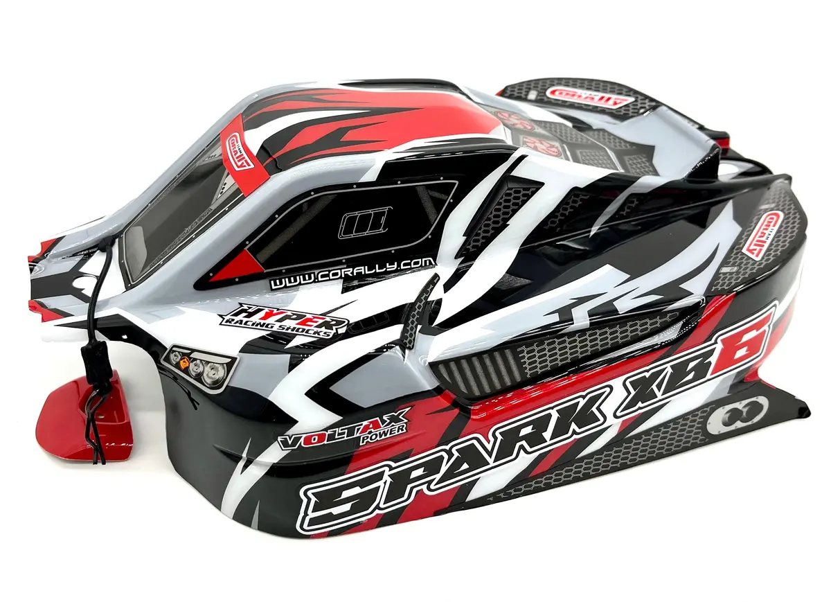Team Corally Spark Xb6 - Body Shell Red Polycarbonate Cover & Body Pins C-00285 1