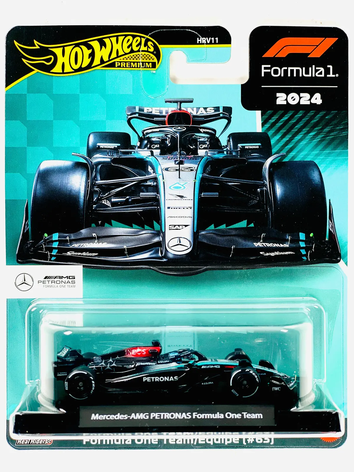 Hot Wheels 2025 Formula 1 Race Team George Russell F1 Mercedes-Amg Petronas Formula One Team #63 - Damaged Card 1