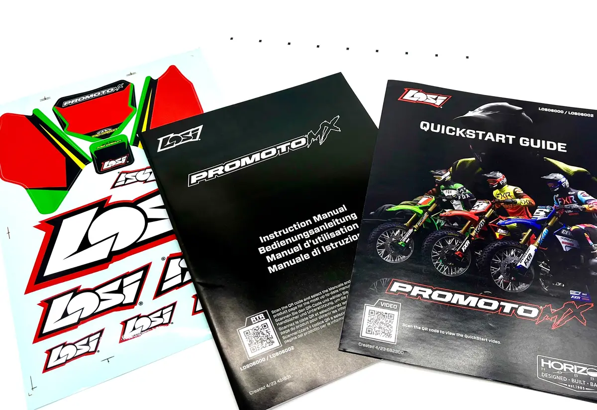 Losi Promoto - Manual, Decals & Quick Start Guide (Green) Los06000 1