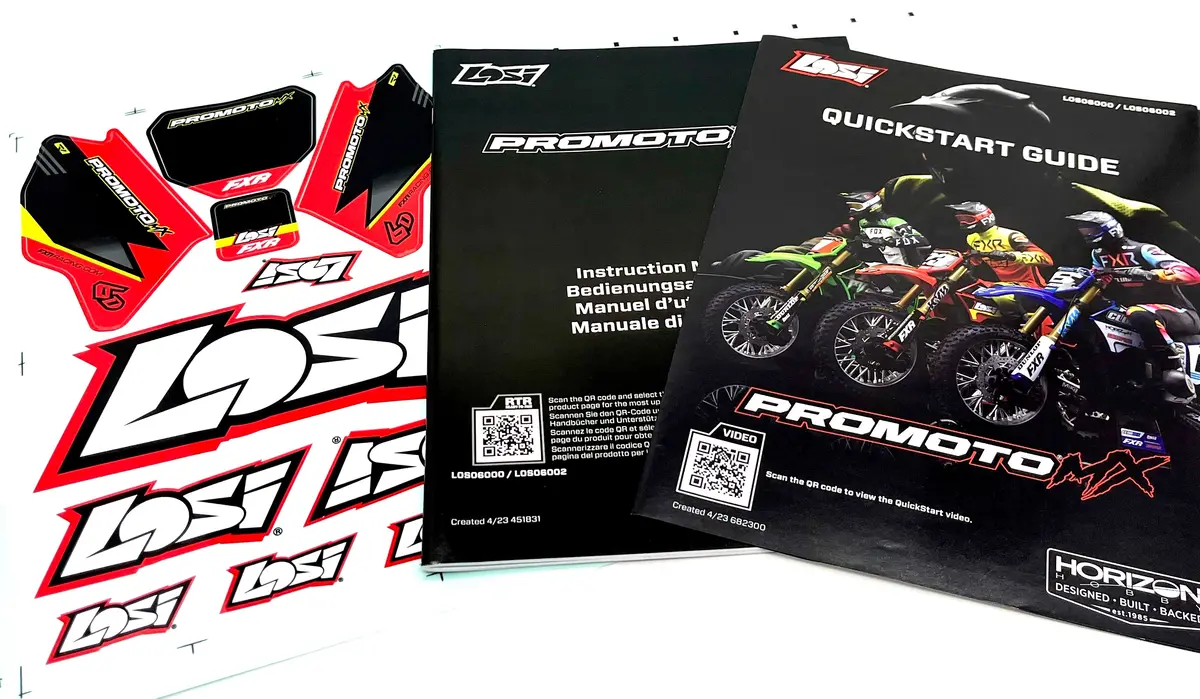 Losi Promoto - Manual, Decals & Quick Start Guide (Red) Los06000 1