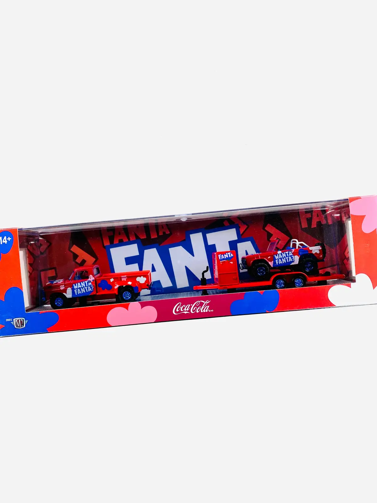 M2 Machines Auto Haulers Fanta 1970 Ford F-100 Custom 4X4 & 1966 Ford Bronco Chase - Damaged Box 1