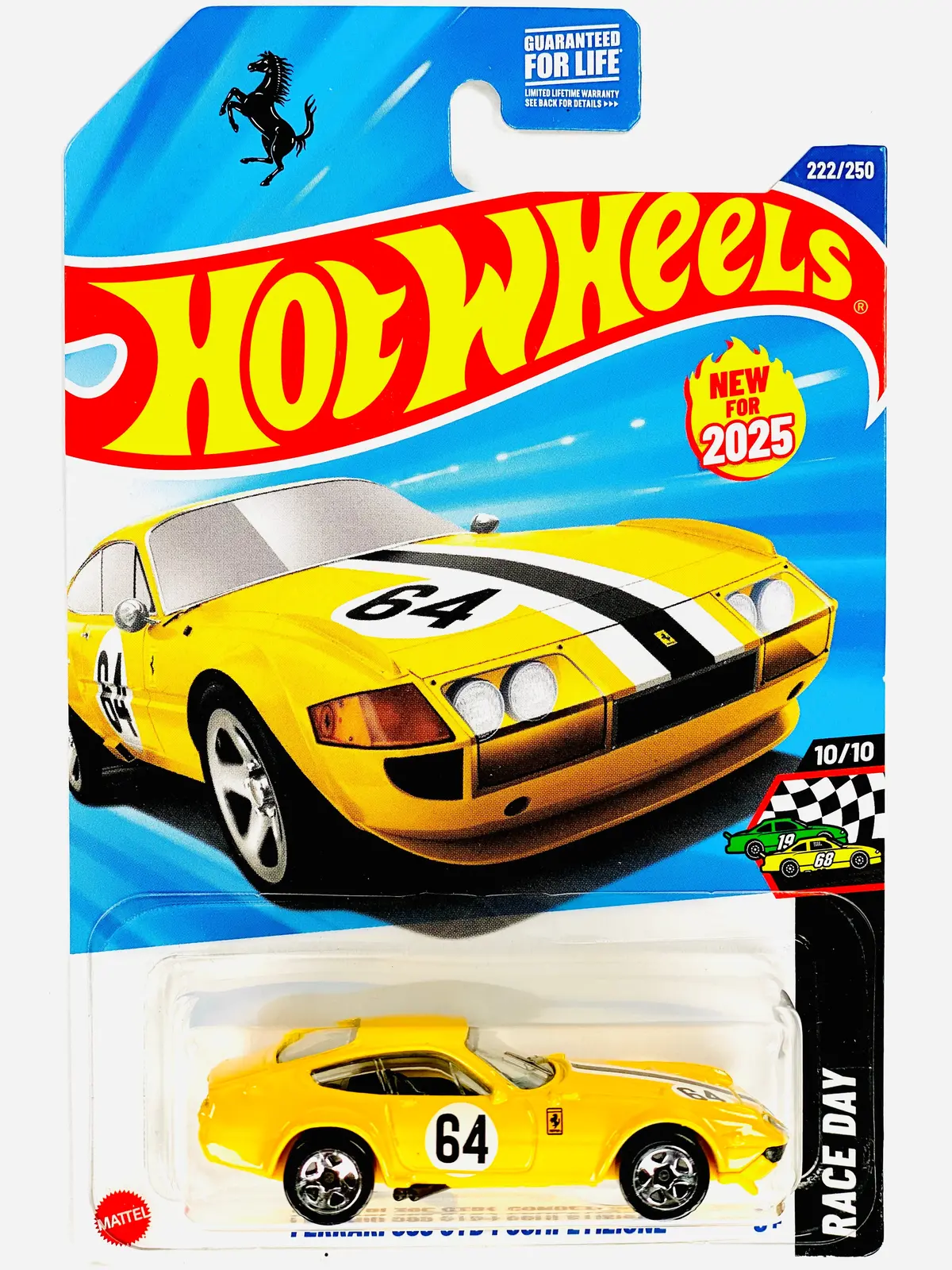 Hot Wheels 2025 Race Day Ferrari 265 Gtb4 Competizione Yellow - Damaged Card/Blister 1