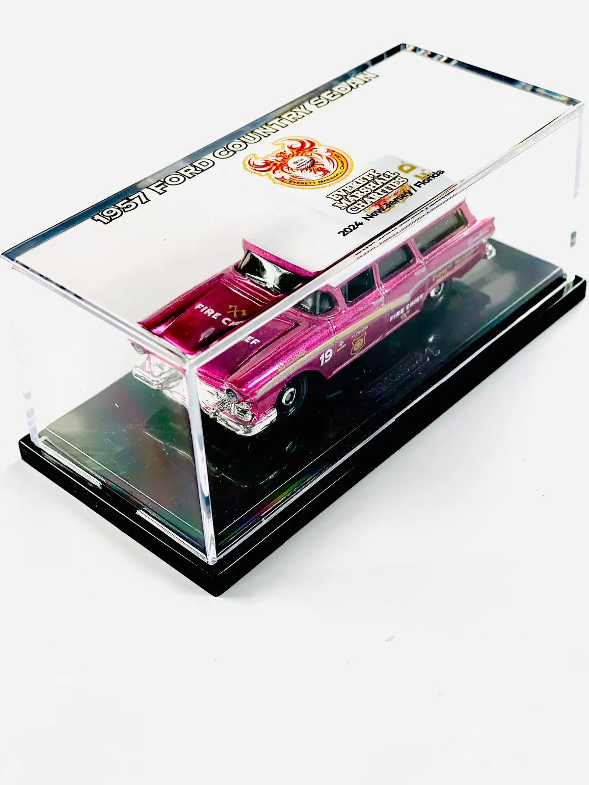 Matchbox 2024 19Th Annual Golf Tournament Presents Everett Marshall Charities 1957 Ford Country Sedan Fire Chief Pink Car 1