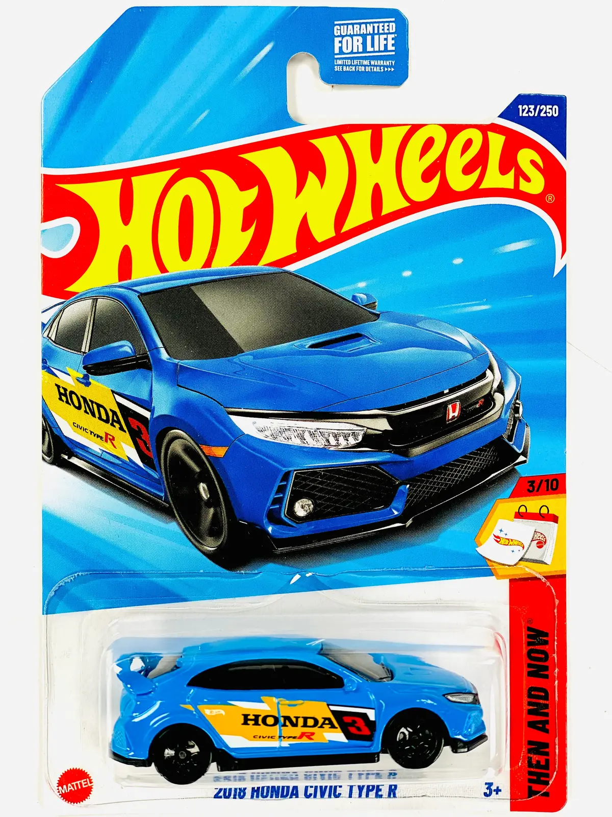 Hot Wheels 2025 Then And Now 2018 Honda Civic Type R Blue - Damaged Card 1