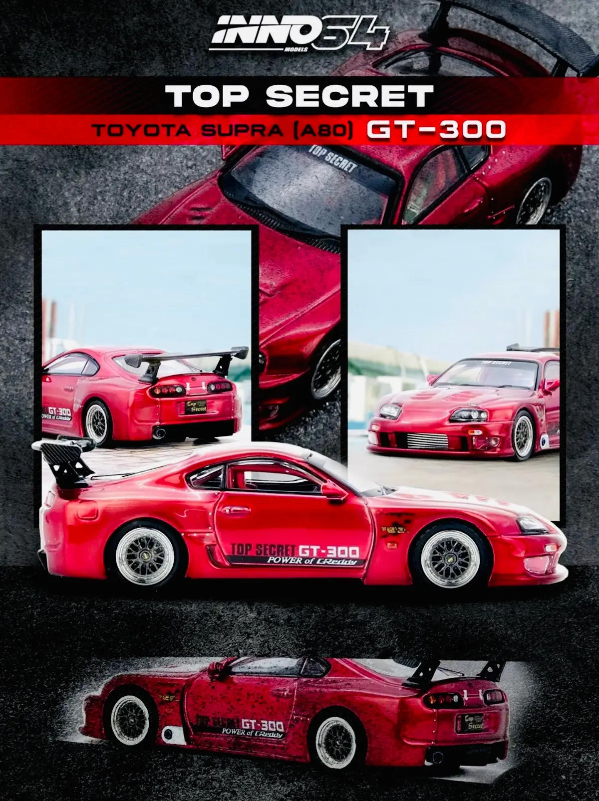 Inno64 Factory Sealed Toyota Supra (A80) "Top Secret" Red 1