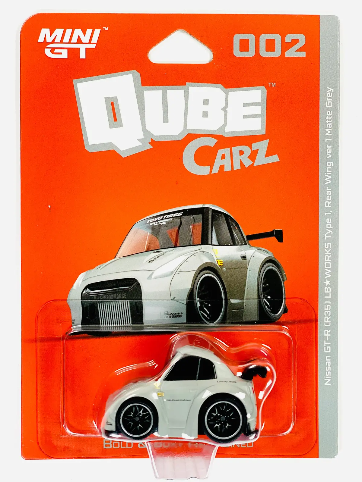 Mini Gt Qubecarz Series 1 Liberty Walk Nissan Gt-R R35 Lb-Works Type 1, Rear Wing Ver 1 Matte Grey #002 1