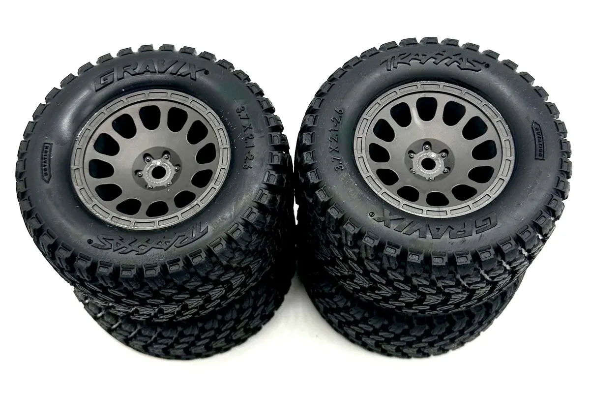 Mini-Xrt Wheels & Tires (Factory Glued Assembled Set 4 Gravix Traxxas 108076-1 1