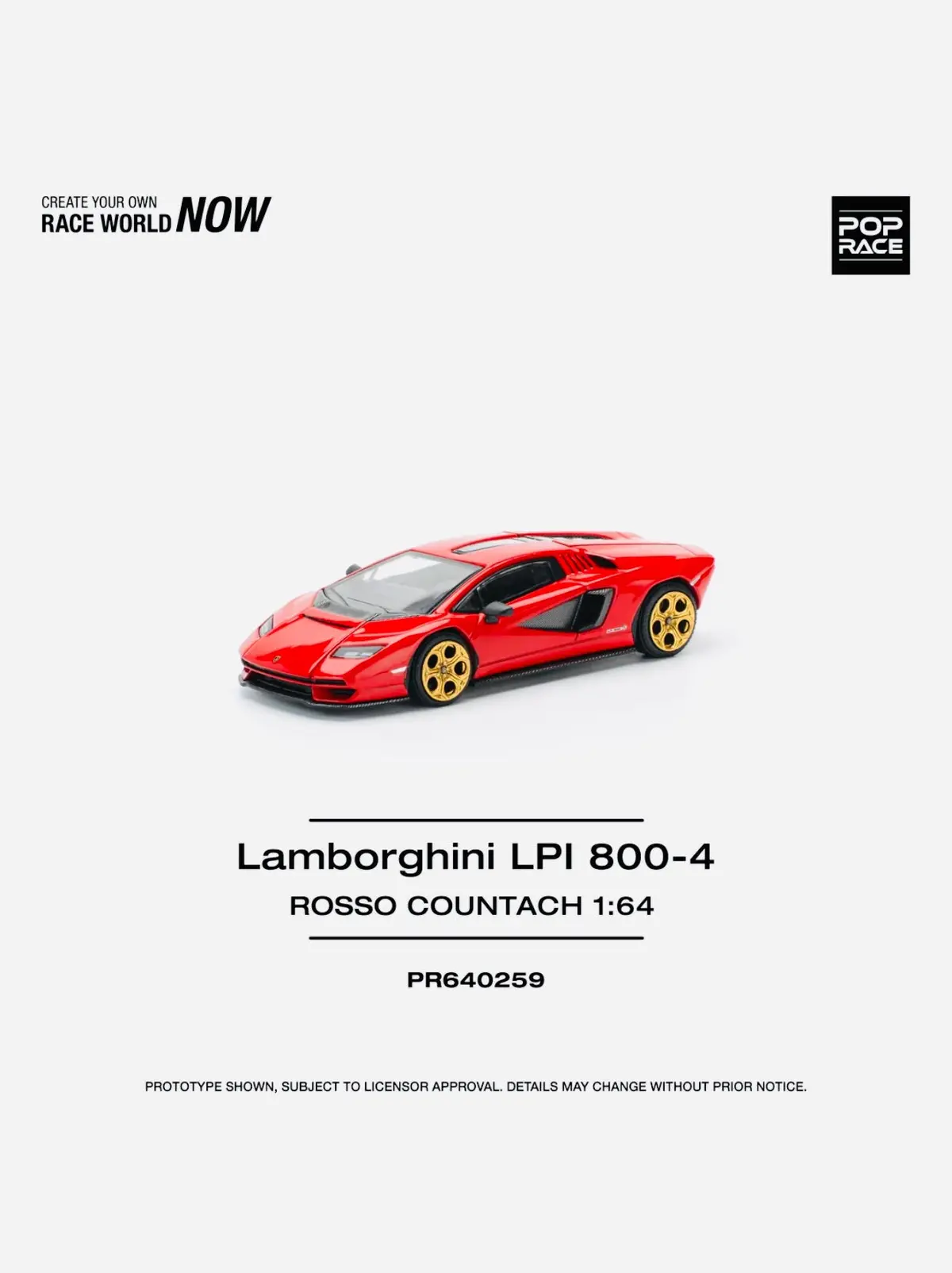 Pop Race Factory Sealed Lamborghini Countach Lpi 800-4 Rosso #259 1