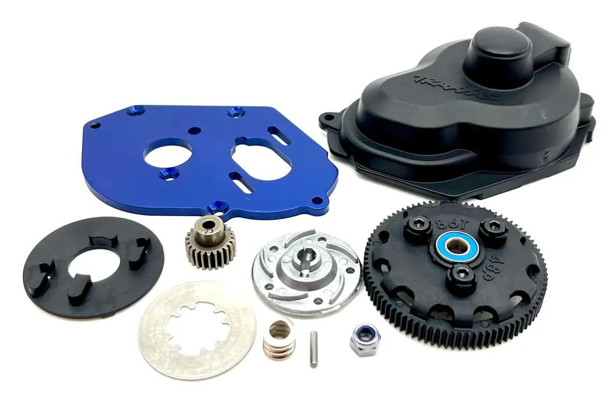 Slash Modified - Spur & Slipper Clutch 86T, Motor Mount (Blue) Traxxas 104354-74 1