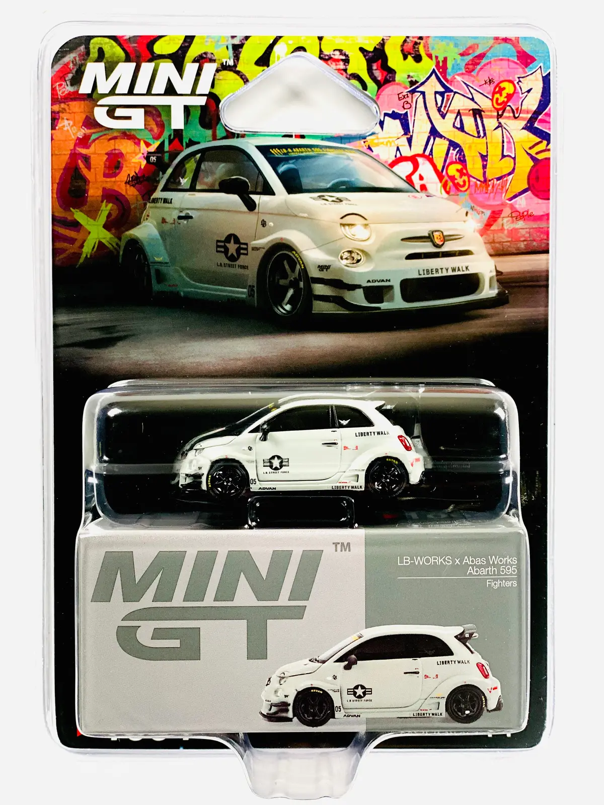 Mini Gt Mijo Exclusive Abarth 595 Lb-Works X Abas Works Fighters Matte Grey #1064 1
