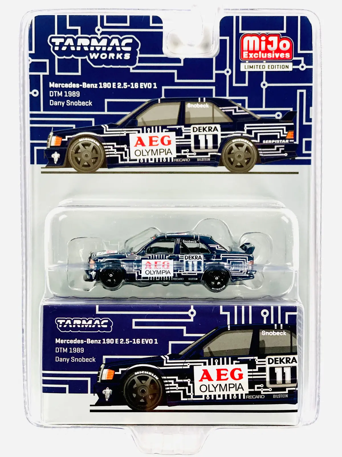 Tarmac Works Mijo Exclusive Mercedes-Benz 190E 2.5-16 Evo 1 #11 Dtm 1989 Blue 1