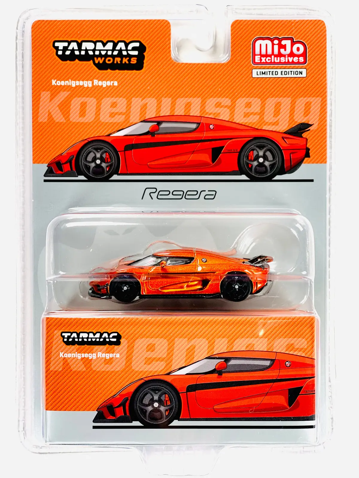 Tarmac Works Mijo Exclusive Koenigsegg Regera Orange Metallic & Black Stripes 1