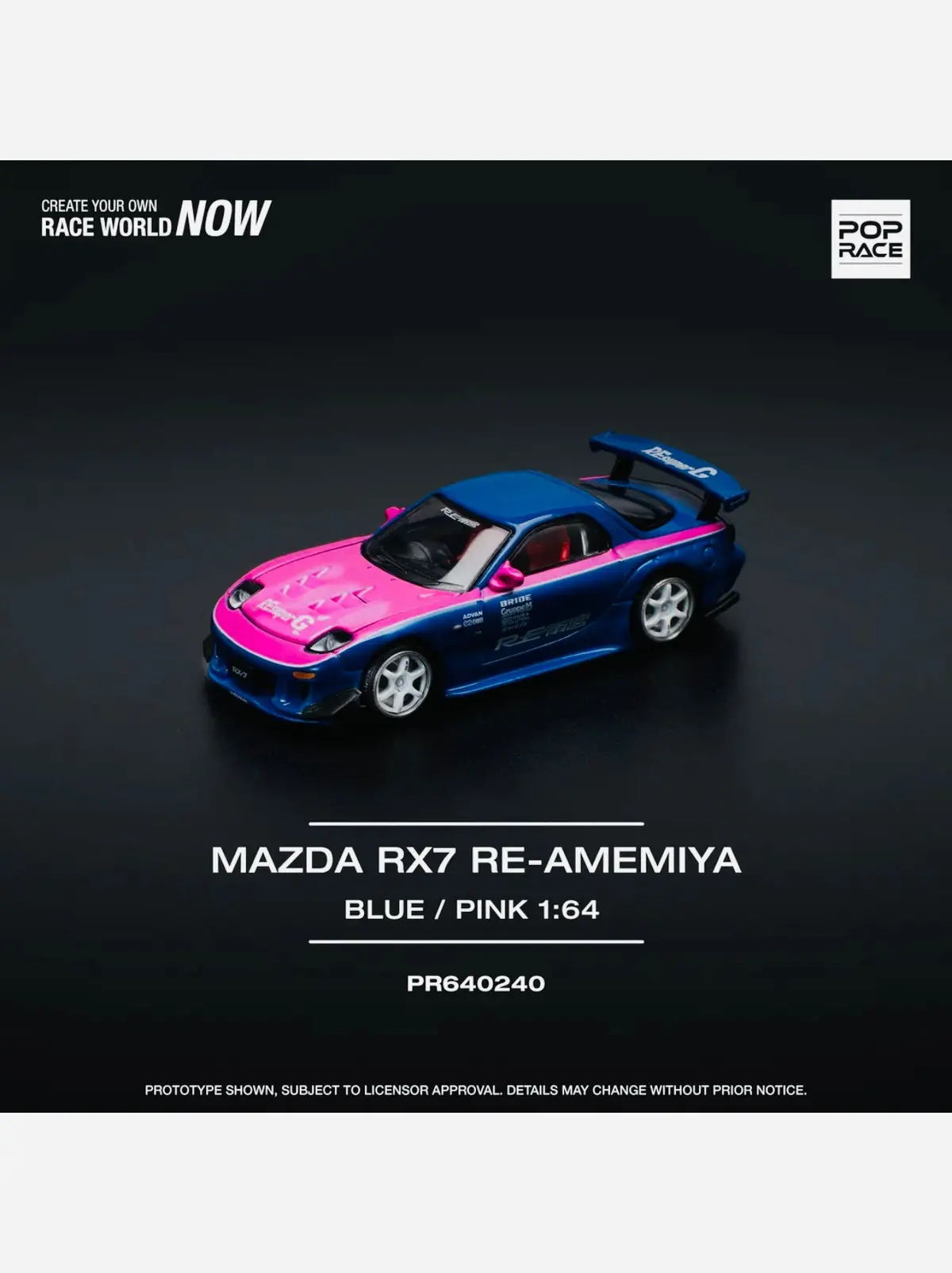 Pop Race Factory Sealed Mazda Rx7 Re-Amemiya Blue/Pink #240 1