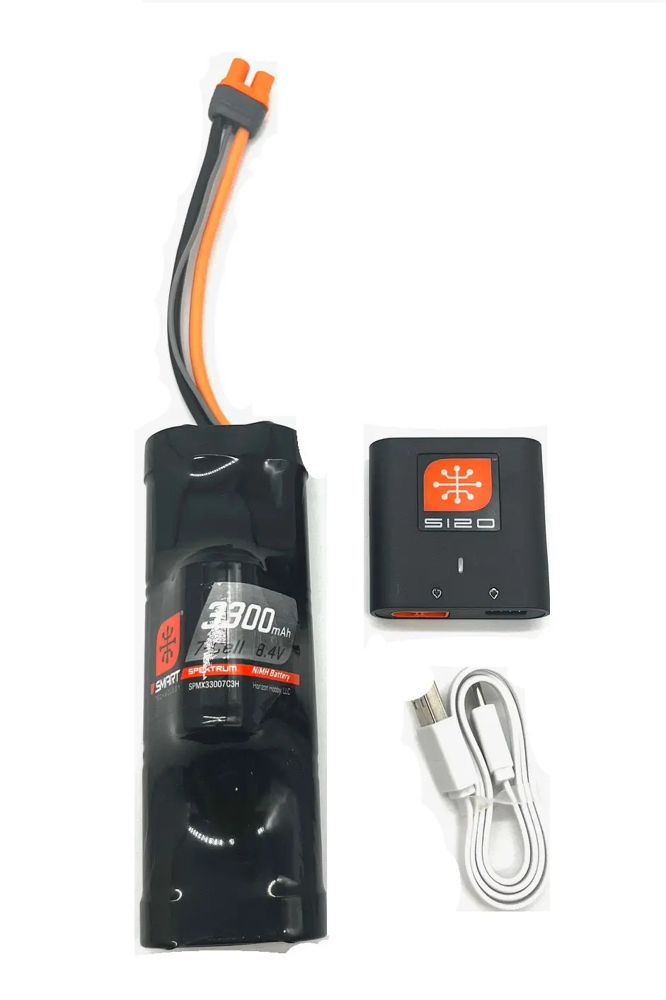 Arrma Fury 2Wd - Battery And Charger (8.4V 3300Mah 7-Cell Smart Nimh Hump Battery S120 Usb-C Smart Charger)  Ara3221 1