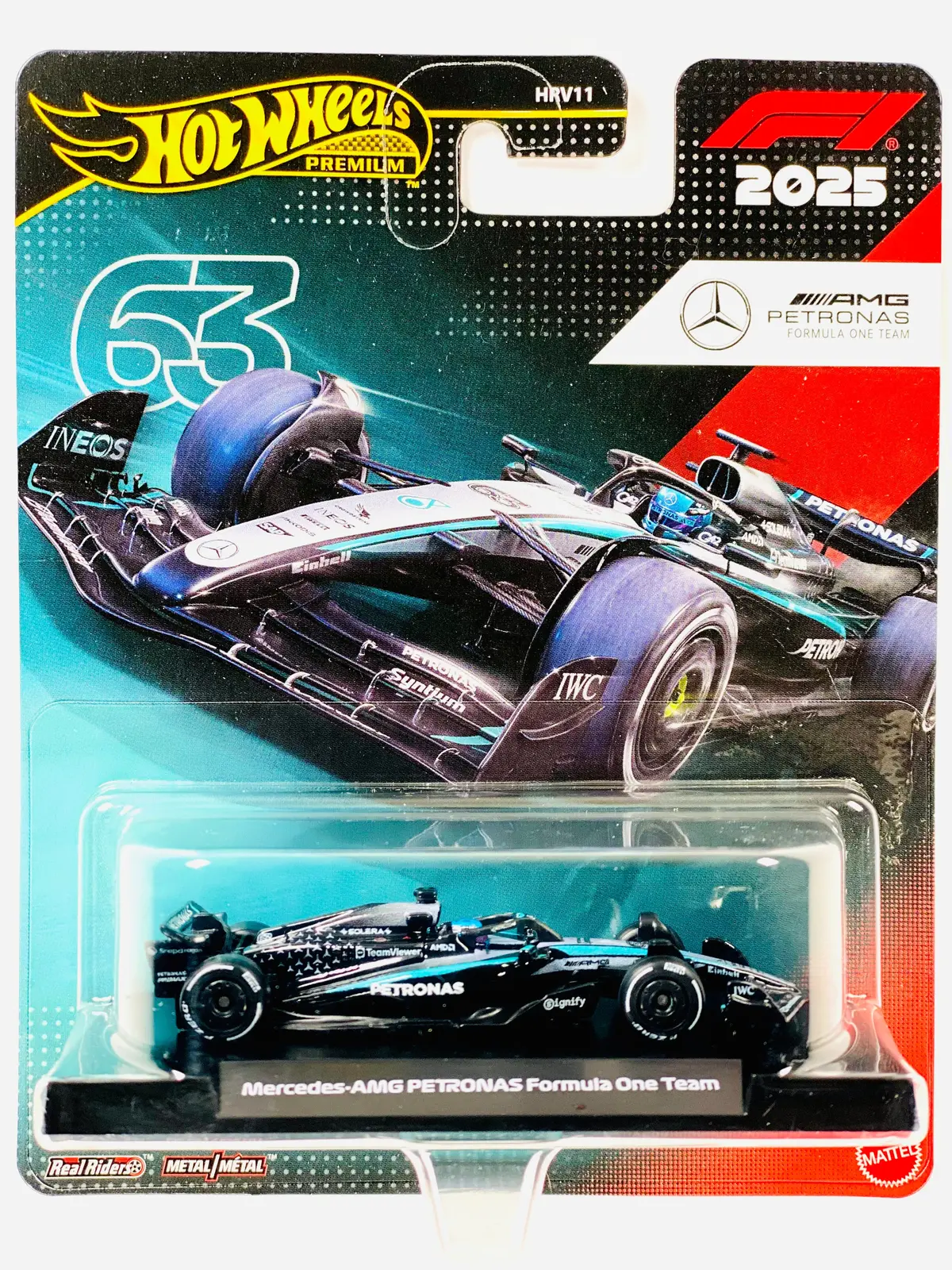 Hot Wheels 2025 Formula 1 F1 Race Team George Russell Mercedes Amg Petronas Team #63 1
